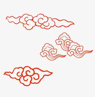 祥云复古元素中国风线条祥云装饰元素免抠