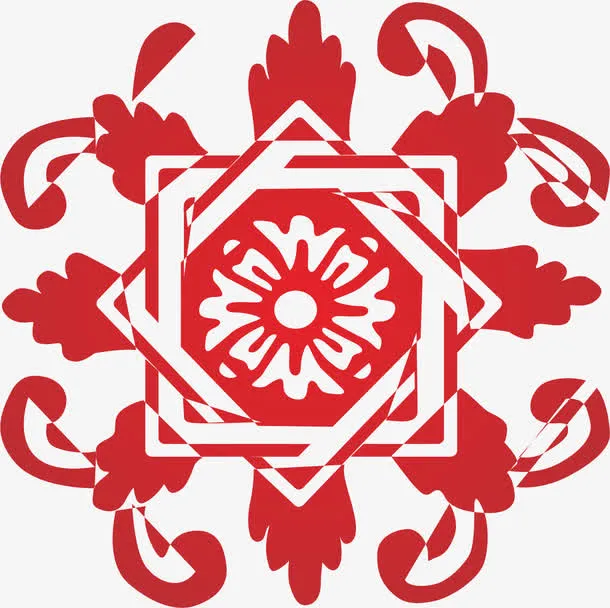 红色边角角花免抠