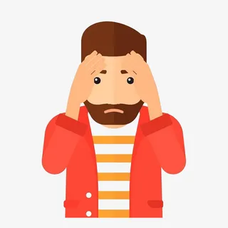 红色卡通型苦恼的卡通人物PNG免抠