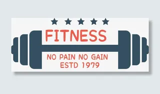 卡通运动杠铃标签免抠