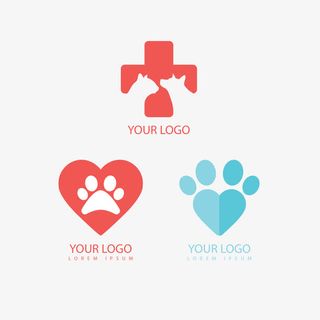 矢量简约狗掌印宠物医院标识免抠