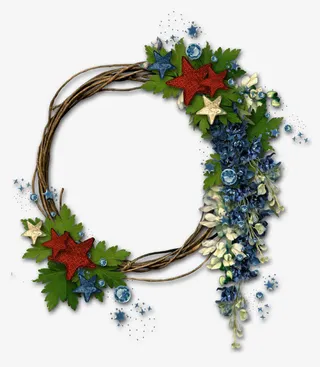 麦秆五角星花环免抠