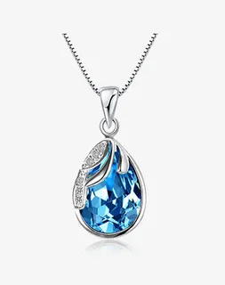 钻石蓝宝石纯银吊坠免抠