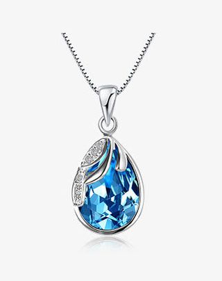 钻石蓝宝石纯银吊坠免抠