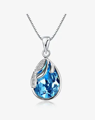 钻石蓝宝石纯银吊坠免抠