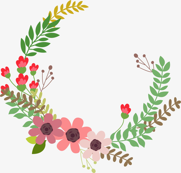 多彩美丽花朵框架免抠
