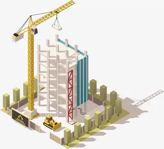 立体3D地标建筑工地矢量元素免抠