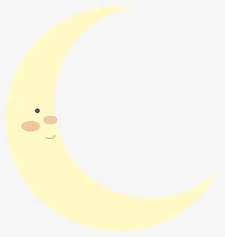 黄色微笑可爱月亮免抠