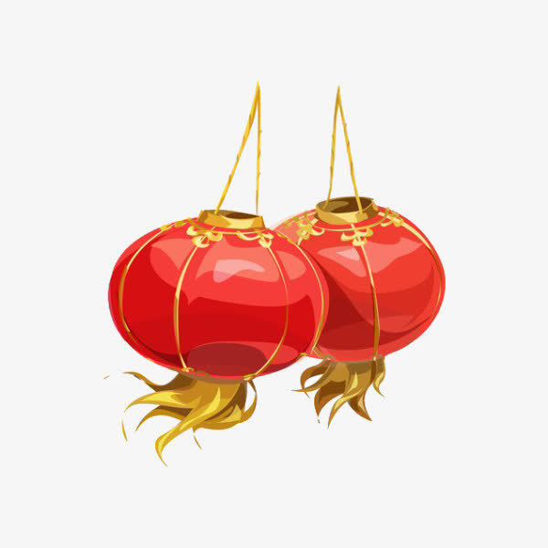 红色中国风新年灯笼免抠
