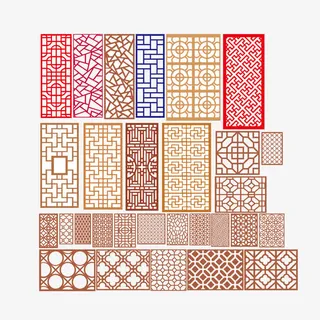 窗户花纹组合免抠