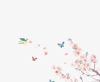 粉色创意桃花蝴蝶装饰背景免抠手绘/卡通卡通元素