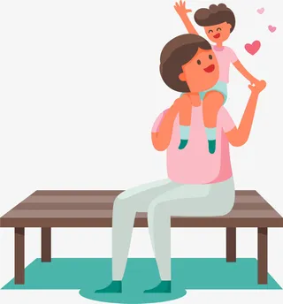 父亲节玩耍的父子免抠