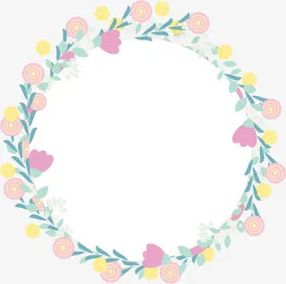 手绘花花环花藤免抠
