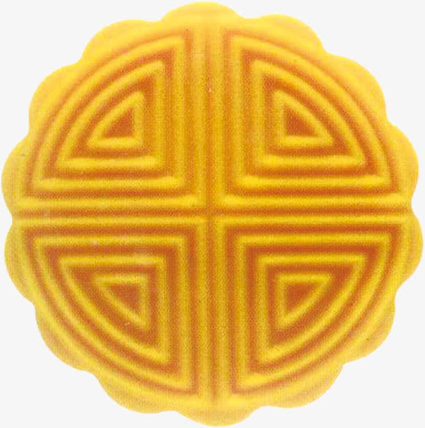 黄色方格样式月饼免抠