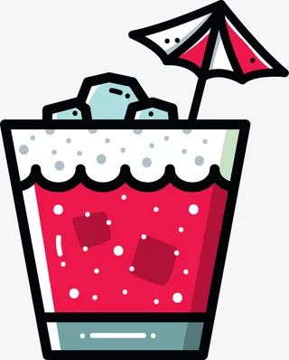 红色夏日冰镇饮料免抠