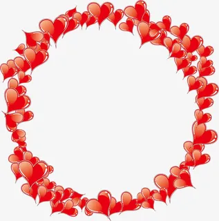 手绘红爱心圆环免抠