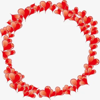 手绘红爱心圆环免抠