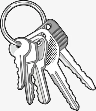 一串矢量金属钥匙免抠