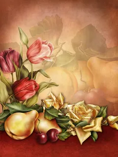 油画鲜花水果静物免抠背景底纹元素