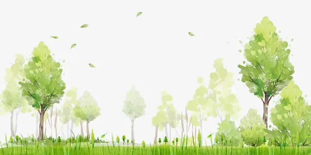 手绘绿色风景背景