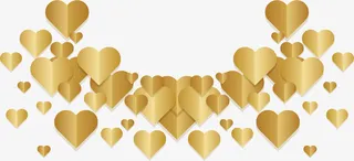 情人节密集金色爱心免抠