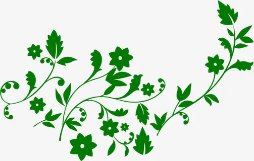 春天手绘绿叶植物免抠