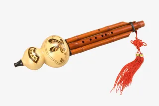 浅黄色印花图案葫芦丝免抠