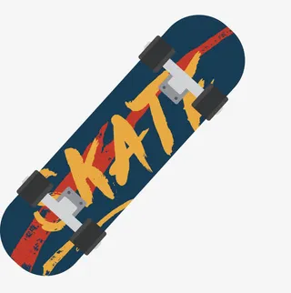 涂鸦矢量简笔画滑板免抠