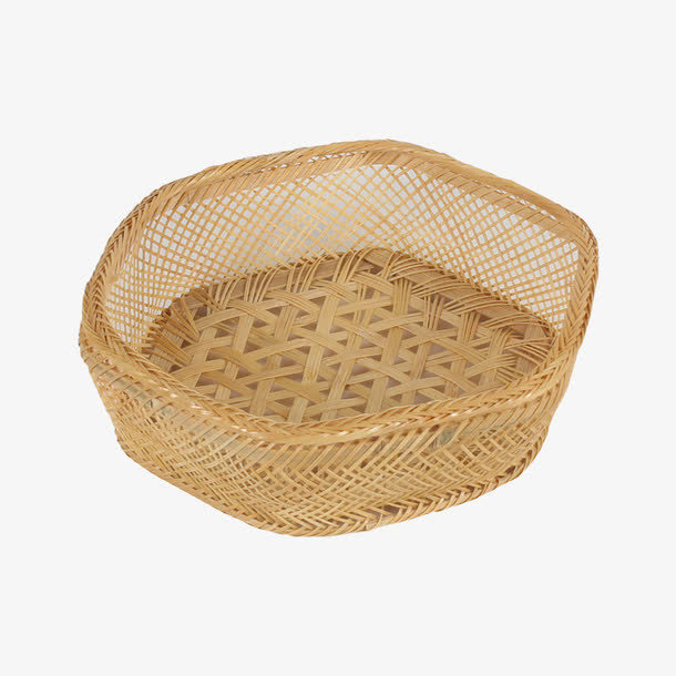 竹编收纳筐免抠