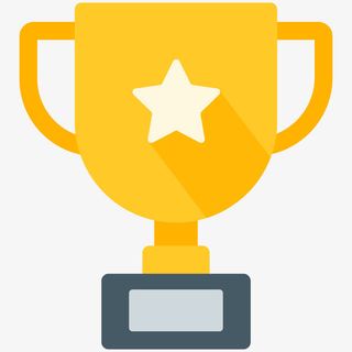 黄色扁平化五角星奖杯元素免抠