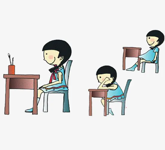 坐姿儿童正确错误免抠