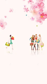 女神节时尚购物H5海报背景psd分层下载高清