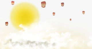 手绘中秋月亮灯笼插画免抠