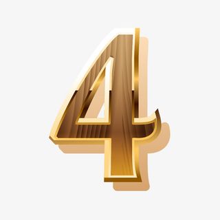 金色拉丝数字4免抠