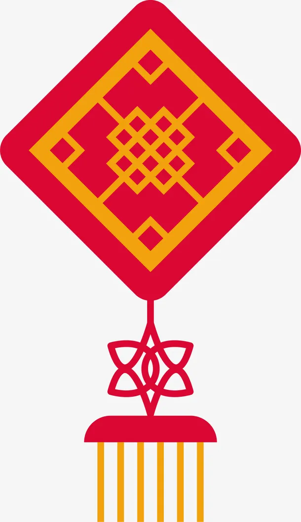 新年黄色中国结贴纸挂饰免抠