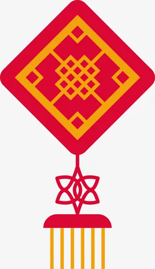 新年黄色中国结贴纸挂饰免抠