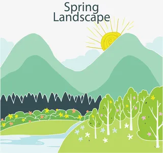 美丽的春天山林景色免抠