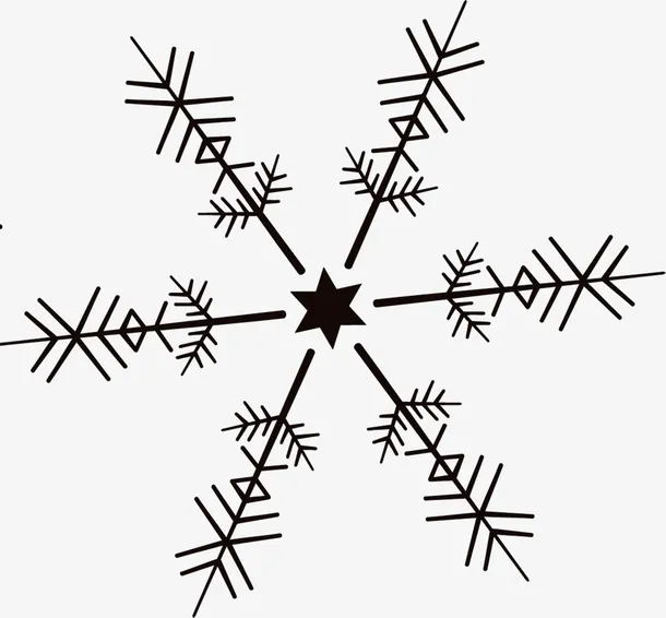 黑色手绘雪花装饰免抠