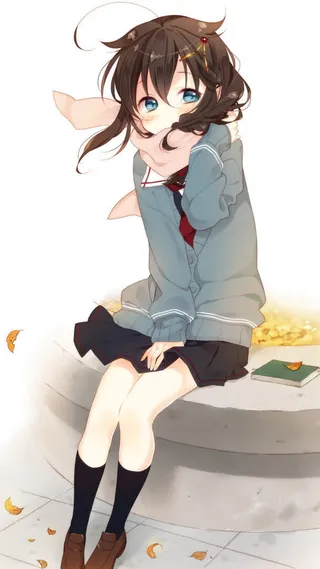 手绘二次元呆萌少女免抠