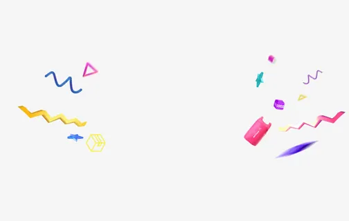 手绘扁平彩带形状免抠