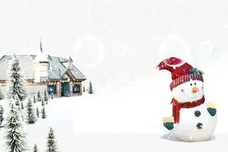 下雪雪人房屋免抠