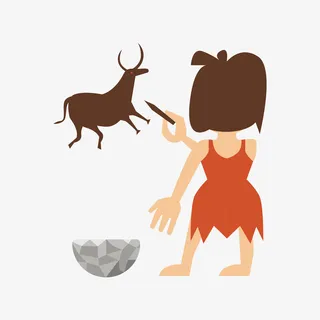 彩色手绘的原始人免抠