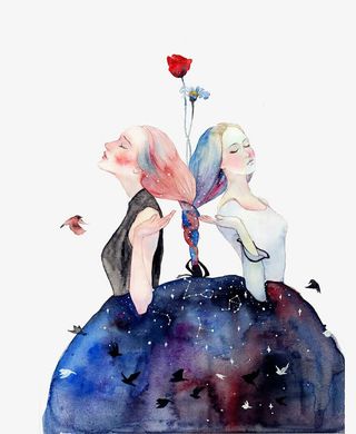 两生花两个女孩素材免抠