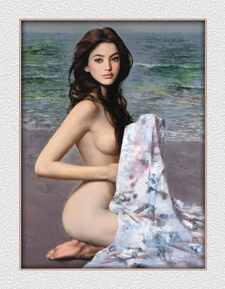 女人美女油画挂画背景素材高清