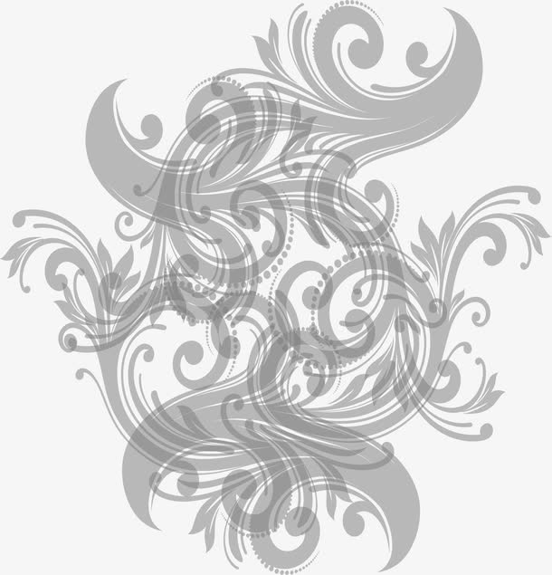 灰色中式花纹装饰图案免抠