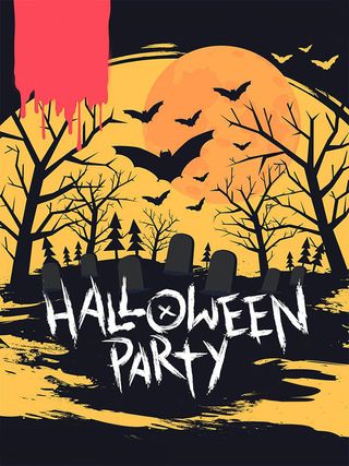 万圣节蝙蝠墓地插图高清