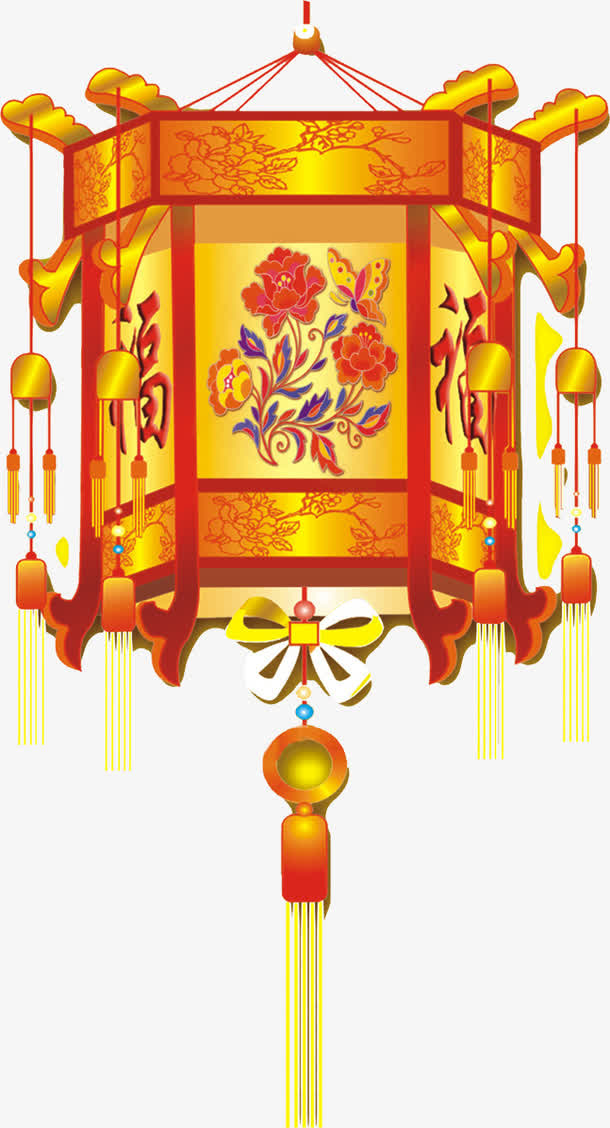 卡通婚礼灯笼装饰元素免抠