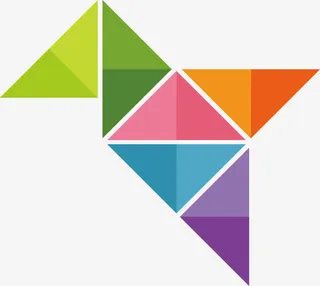 彩色七巧板小鸟图案免抠