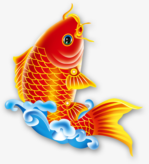 金色中国风新年鲤鱼免抠