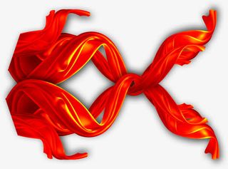 有旋律交错的红丝带免抠